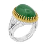 انگشتر یشم نقره مردانه طرح دور طلایی بسیم