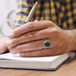 انگشتر یشم نقره مردانه طرح تقدیر - Image 3