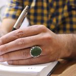 انگشتر یشم نقره مردانه طرح رضی - Image 2