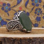 انگشتر یشم نقره مردانه طرح رضی - Image 3