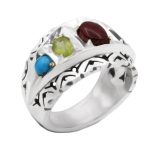 انگشتر چند سنگ نقره دست ساز مردانه طرح فاخر مازار