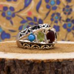 انگشتر چند سنگ نقره دست ساز مردانه طرح فاخر مازار - Image 4