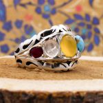 انگشتر چند نگین نقره مردانه طرح روایت امام صادق (ع) + حکاکی شرف الشمس - Image 2