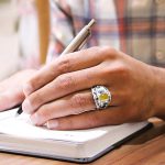 انگشتر چند نگین نقره مردانه طرح روایت امام صادق (ع) + حکاکی شرف الشمس - Image 3