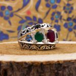 انگشتر چند سنگ نقره دست ساز مردانه طرح فاخر واسپور - Image 3