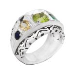 انگشتر چند سنگ نقره دست ساز مردانه طرح فاخر هورنگ