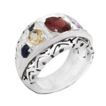 انگشتر چند سنگ نقره دست ساز مردانه طرح فاخر آلپای