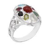 انگشتر چند سنگ نقره مردانه و زنانه طرح پژند