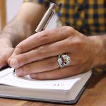 انگشتر چند سنگ نقره زنانه و مردانه طرح پانی - Image 2