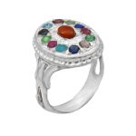 انگشتر چند سنگ نقره زنانه و مردانه طرح اردیان