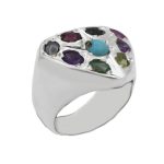 انگشتر چند سنگ نقره زنانه و مردانه طرح امینا