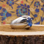 انگشتر توپاز الماس تراش نقره مردانه طرح جهانیار - Image 2