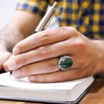 انگشتر عقیق سبز نقره مردانه طرح حامد - Image 3