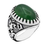 انگشتر عقیق سبز نقره مردانه طرح حامد