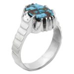 انگشتر فیروزه نیشابوری نقره مردانه دست ساز طرح فریان