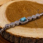 دستبند فیروزه نیشابوری نقره زنانه طرح زری - Image 2