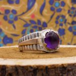 انگشتر آمیتیست نقره مردانه طرح بهرام - Image 2