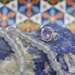 انگشتر آمیتیست الماس تراش نقره زنانه طرح بهرو - Image 2