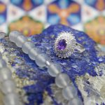 انگشتر آمیتیست الماس تراش نقره زنانه طرح بوستان - Image 2