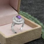 انگشتر آمیتیست الماس تراش نقره زنانه طرح بوستان - Image 3