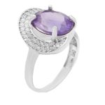 انگشتر آمیتیست الماس تراش نقره زنانه طرح بیدار