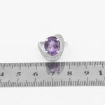 انگشتر آمیتیست الماس تراش نقره زنانه طرح بیدار - Image 3