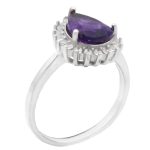 انگشتر آمیتیست الماس تراش نقره زنانه طرح بینا