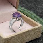 انگشتر آمیتیست الماس تراش نقره زنانه طرح پرتو - Image 2