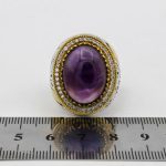 انگشتر آمیتیست نقره مردانه دور طلایی طرح پارسیا - Image 3