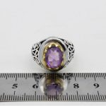 انگشتر آمیتیست نقره مردانه دور طلایی طرح دادیار - Image 3