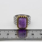 انگشتر آمیتیست نقره مردانه دور طلایی طرح رامان - Image 4