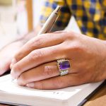 انگشتر آمیتیست نقره مردانه دور طلایی طرح رامان - Image 3