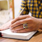 انگشتر آمیتیست نقره مردانه دور طلایی طرح زانیار - Image 2