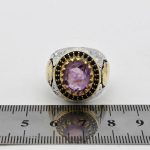 انگشتر آمیتیست نقره مردانه دور طلایی طرح زانیار - Image 3