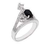 انگشتر عقیق مشکی نقره زنانه طرح ساریان