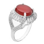 انگشتر عقیق سرخ نقره زنانه طرح ناژو