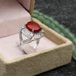 انگشتر عقیق سرخ نقره زنانه طرح ناژو - Image 4