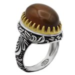 انگشتر عقیق سلیمانی نقره مردانه طرح آذرخش