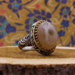 انگشتر عقیق باباقوری نقره مردانه طرح همت - Image 2