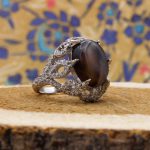 انگشتر عقیق سلیمانی نقره زنانه طرح صفیه - Image 3