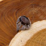 انگشتر عقیق سلیمانی نقره زنانه طرح صفیه - Image 2