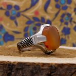 انگشتر عقیق سرخ یمنی نقره مردانه دست ساز طرح آرتینا - Image 2