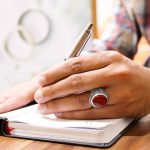 انگشتر عقیق سرخ نقره مردانه طرح گل شاه - Image 2