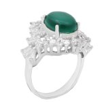 انگشتر عقیق سبز نقره زنانه طرح افشانه