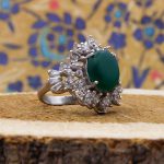 انگشتر عقیق سبز نقره زنانه طرح افشانه - Image 2