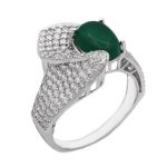 انگشتر عقیق سبز نقره زنانه طرح سیمین