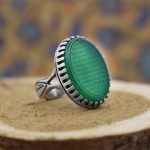 انگشتر عقیق سبز نقره مردانه طرح ایزدیار + حکاکی "حرز امام رضا (ع)" - Image 2