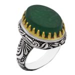 انگشتر عقیق سبز نقره مردانه طرح "یا امام حسن مجتبی (ع)"