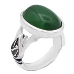 انگشتر عقیق سبز نقره مردانه طرح حیدر (ع) زهرا (س)