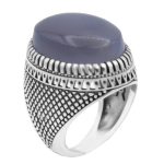 انگشتر عقیق کبود یمنی نقره مردانه طرح تورج